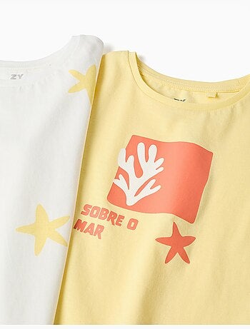 Lot de 2 T-shirts en coton avec imprimé palmiers