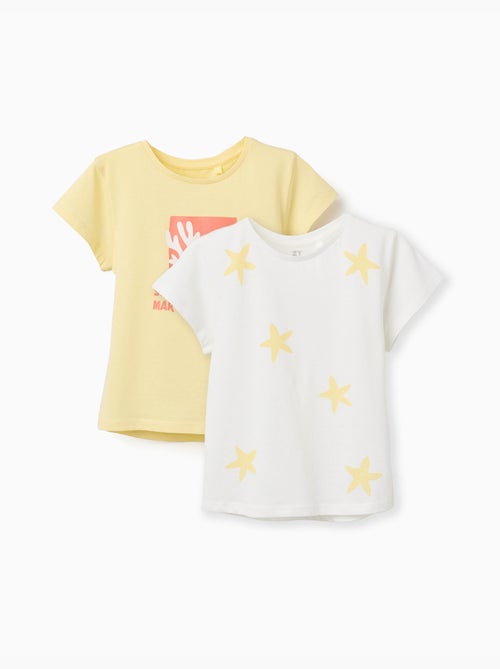 Lot de 2 T-shirts en coton avec imprimés étoiles de mer - Kiabi Lot de 2 T-shirts en coton avec imprimés étoiles de mer - Kiabi