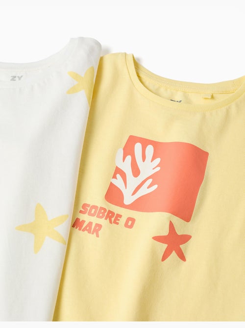 Lot de 2 T-shirts en coton avec imprimés étoiles de mer - Kiabi Lot de 2 T-shirts en coton avec imprimés étoiles de mer - Kiabi