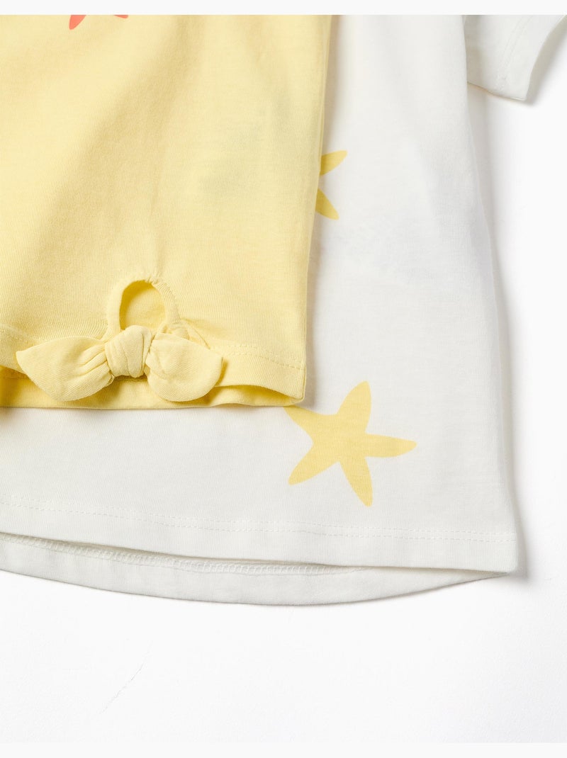 Lot de 2 T-shirts en coton avec imprimés étoiles de mer Jaune clair - Kiabi