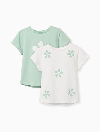 Lot de 2 T-shirts en coton avec imprimé palmiers