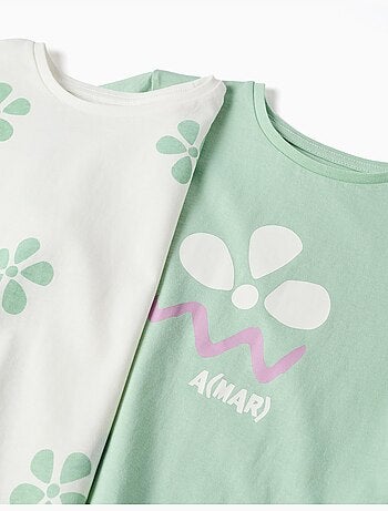 Lot de 2 T-shirts en coton avec imprimé palmiers