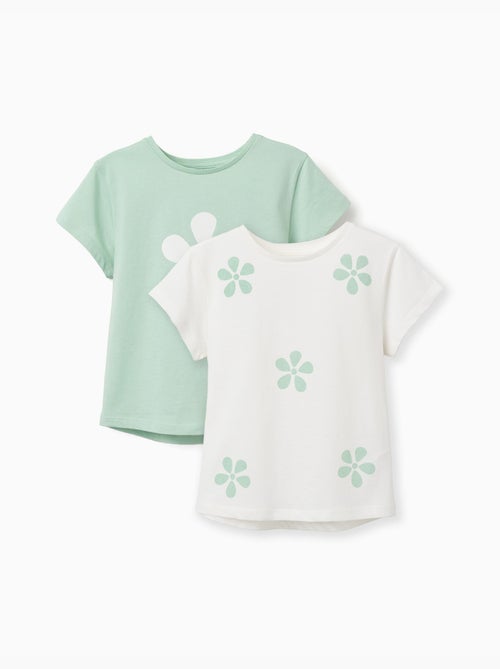 Lot de 2 T-shirts en coton avec imprimés floraux - Kiabi Lot de 2 T-shirts en coton avec imprimés floraux - Kiabi