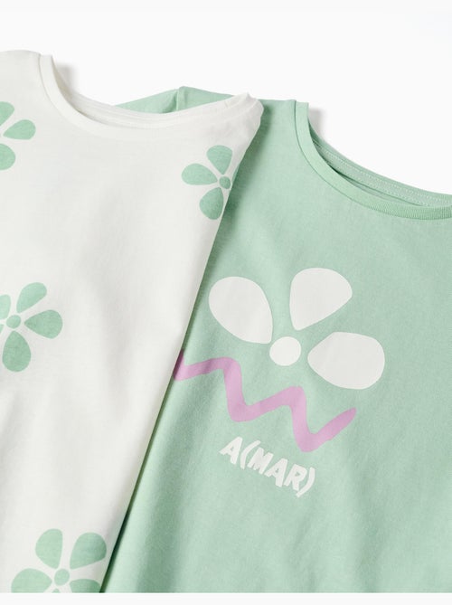 Lot de 2 T-shirts en coton avec imprimés floraux - Kiabi Lot de 2 T-shirts en coton avec imprimés floraux - Kiabi