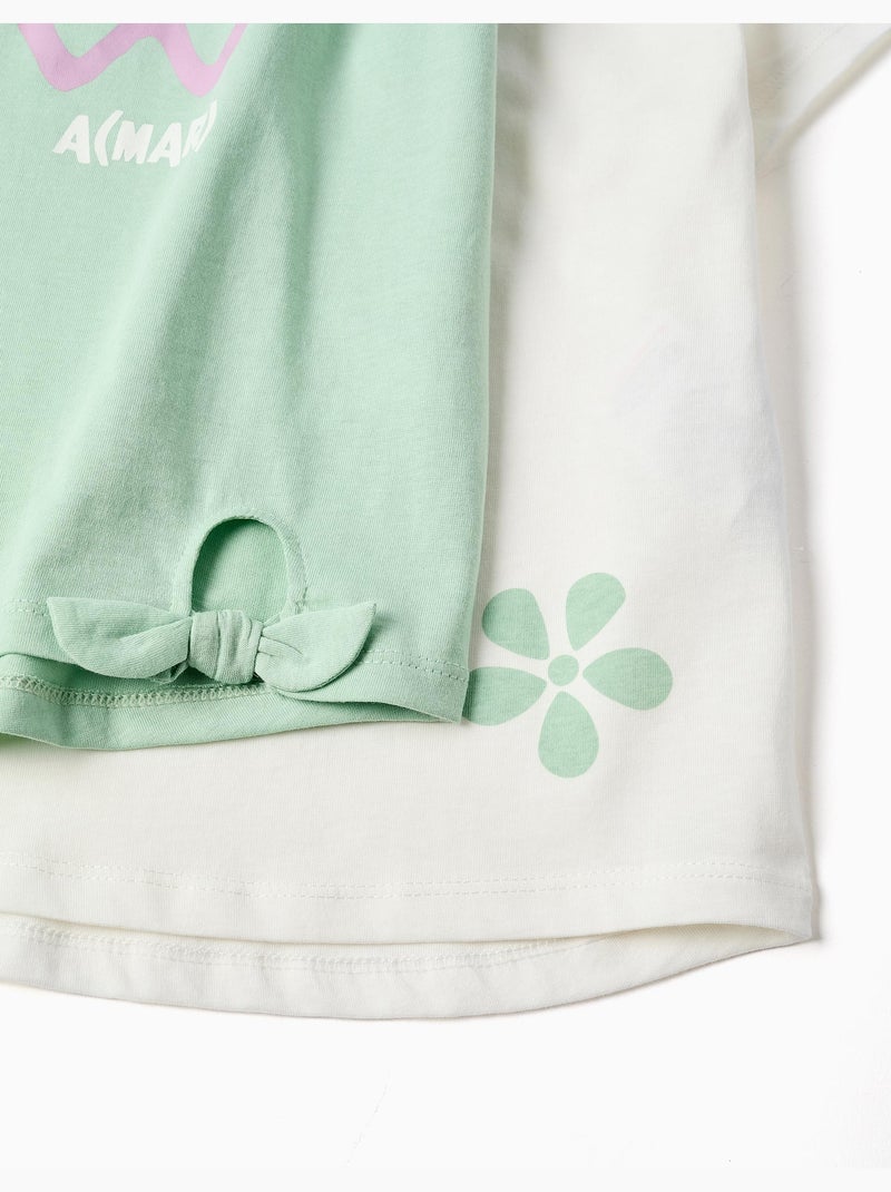 Lot de 2 T-shirts en coton avec imprimés floraux Vert clair - Kiabi