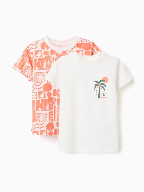 Lot de 2 T-shirts en coton avec imprimés plage - Kiabi