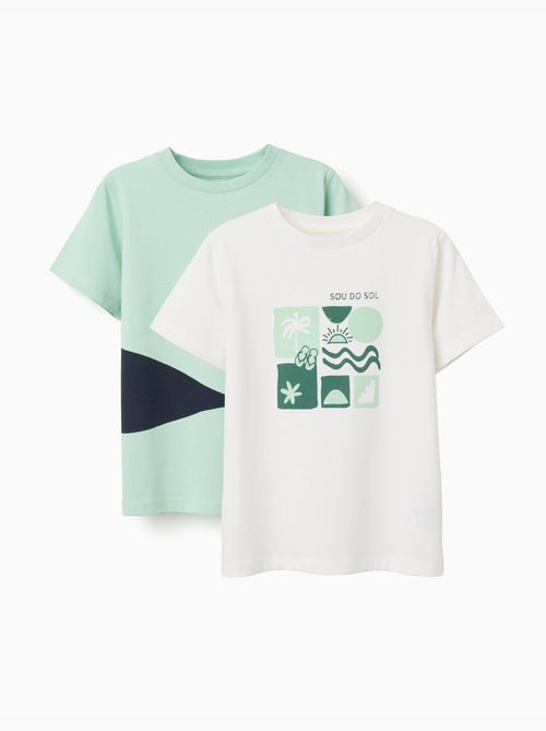 Lot de 2 T-shirts en coton avec imprimés plage - Kiabi