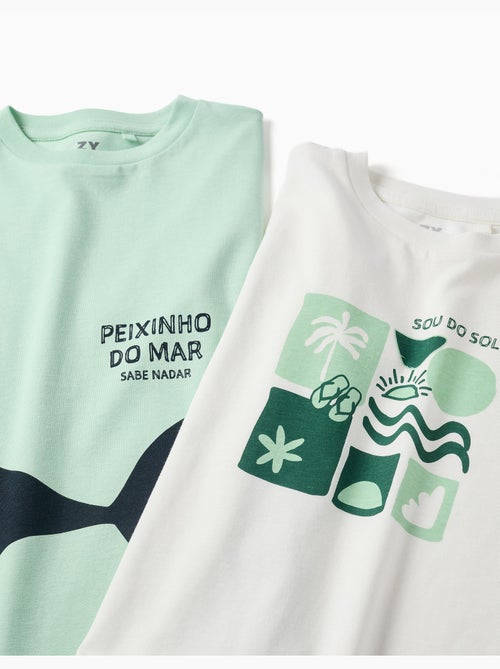 Lot de 2 T-shirts en coton avec imprimés plage - Kiabi