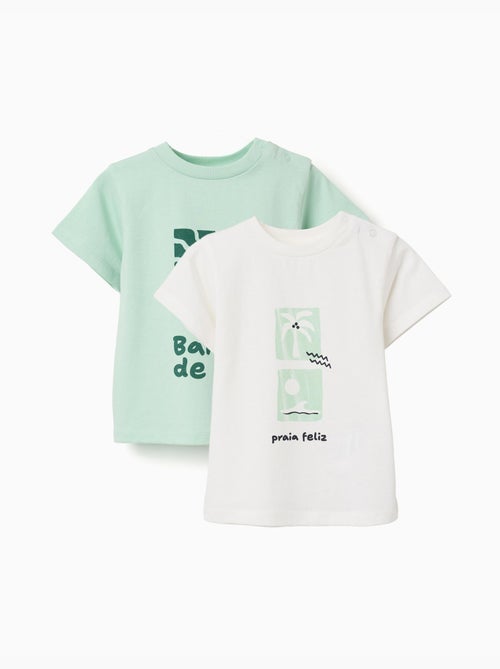 Lot de 2 T-shirts en coton avec imprimés plage - Kiabi