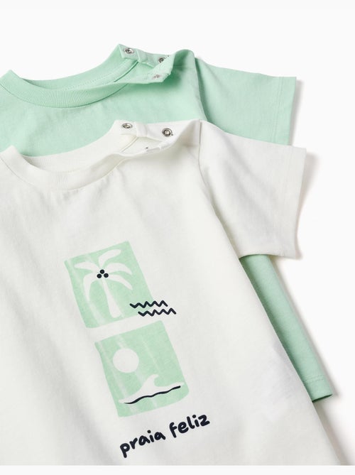 Lot de 2 T-shirts en coton avec imprimés plage - Kiabi