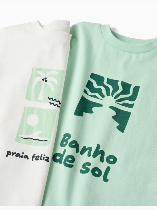 Lot de 2 T-shirts en coton avec imprimés plage - Kiabi