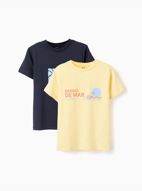 Lot de 2 T-shirts en coton avec imprimés plage - Kiabi
