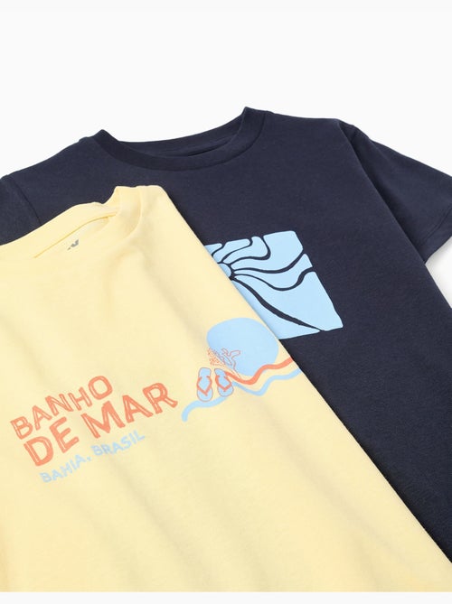 Lot de 2 T-shirts en coton avec imprimés plage - Kiabi