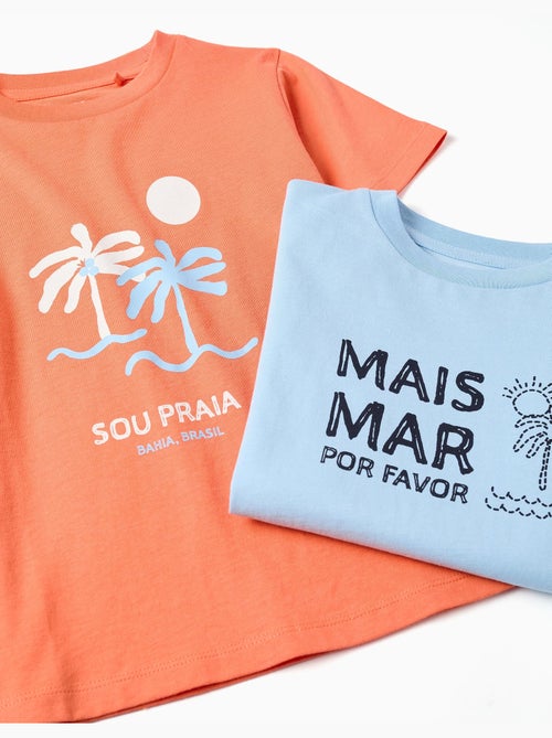 Lot de 2 T-shirts en coton avec imprimés plage - Kiabi Lot de 2 T-shirts en coton avec imprimés plage - Kiabi
