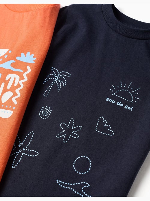 Lot de 2 T-shirts en coton avec imprimés plage - Kiabi