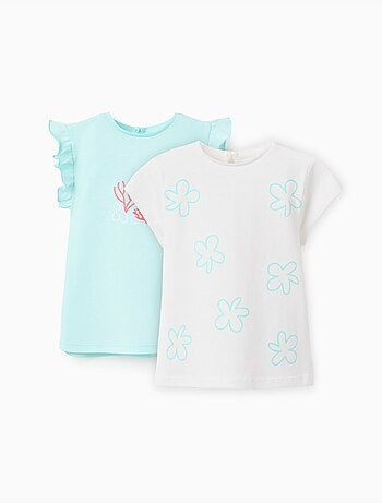 Lot de 2 T-shirts en coton avec motifs d'été