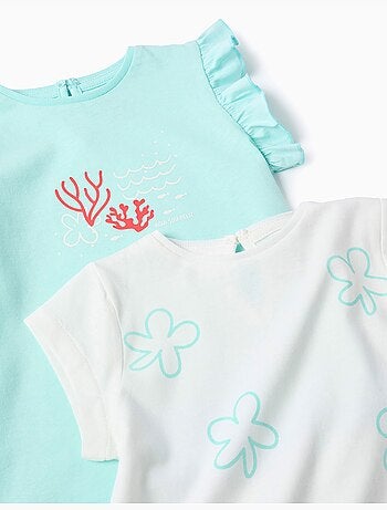 Lot de 2 T-shirts en coton avec motifs d'été