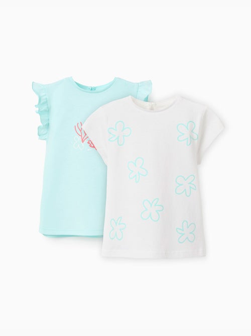 Lot de 2 T-shirts en coton avec motifs d'été - Kiabi