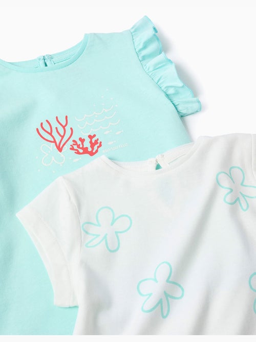 Lot de 2 T-shirts en coton avec motifs d'été - Kiabi