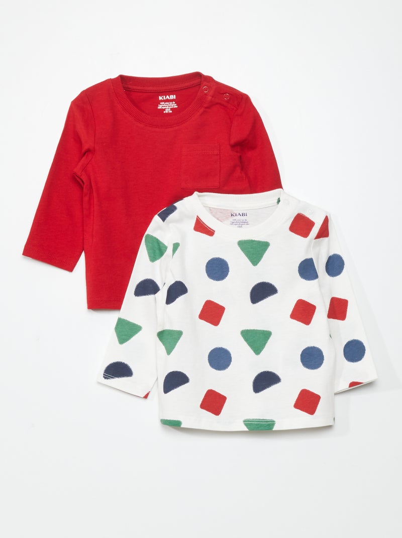 Lot de 2 t-shirts en jersey Rouge - Kiabi