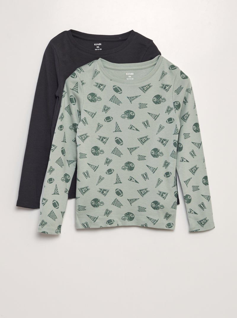 Lot de 2 t-shirts en jersey Vert - Kiabi