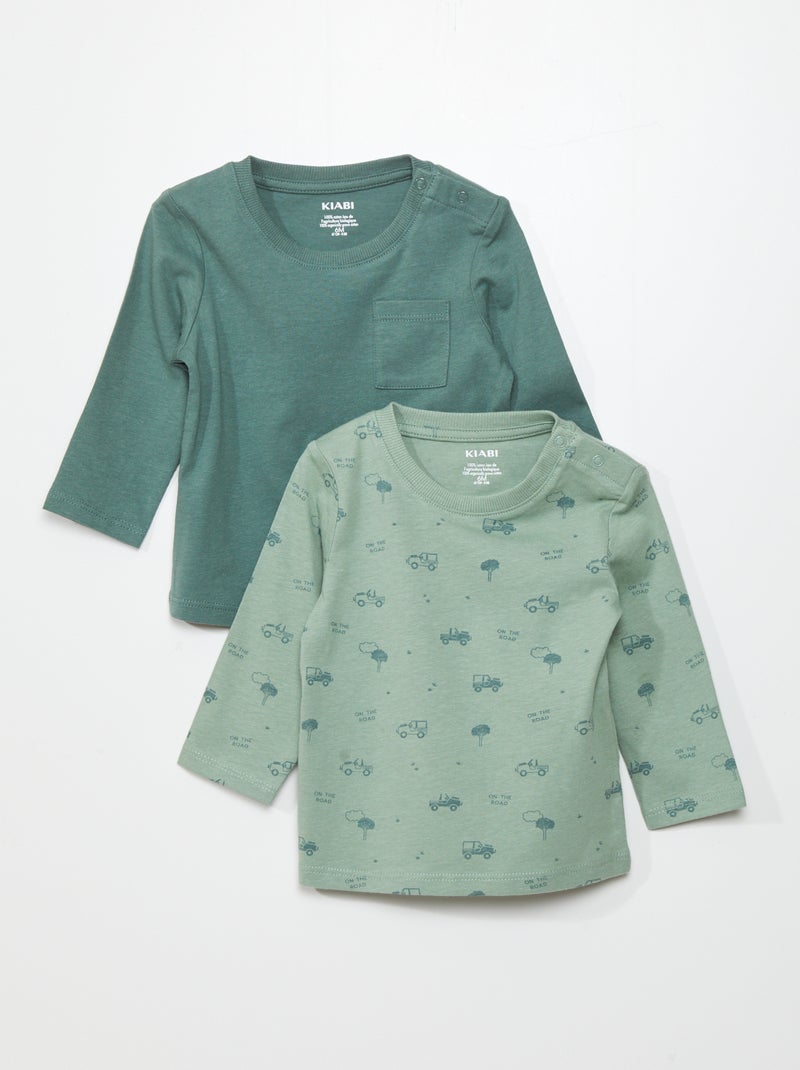Lot de 2 t-shirts en jersey Vert - Kiabi
