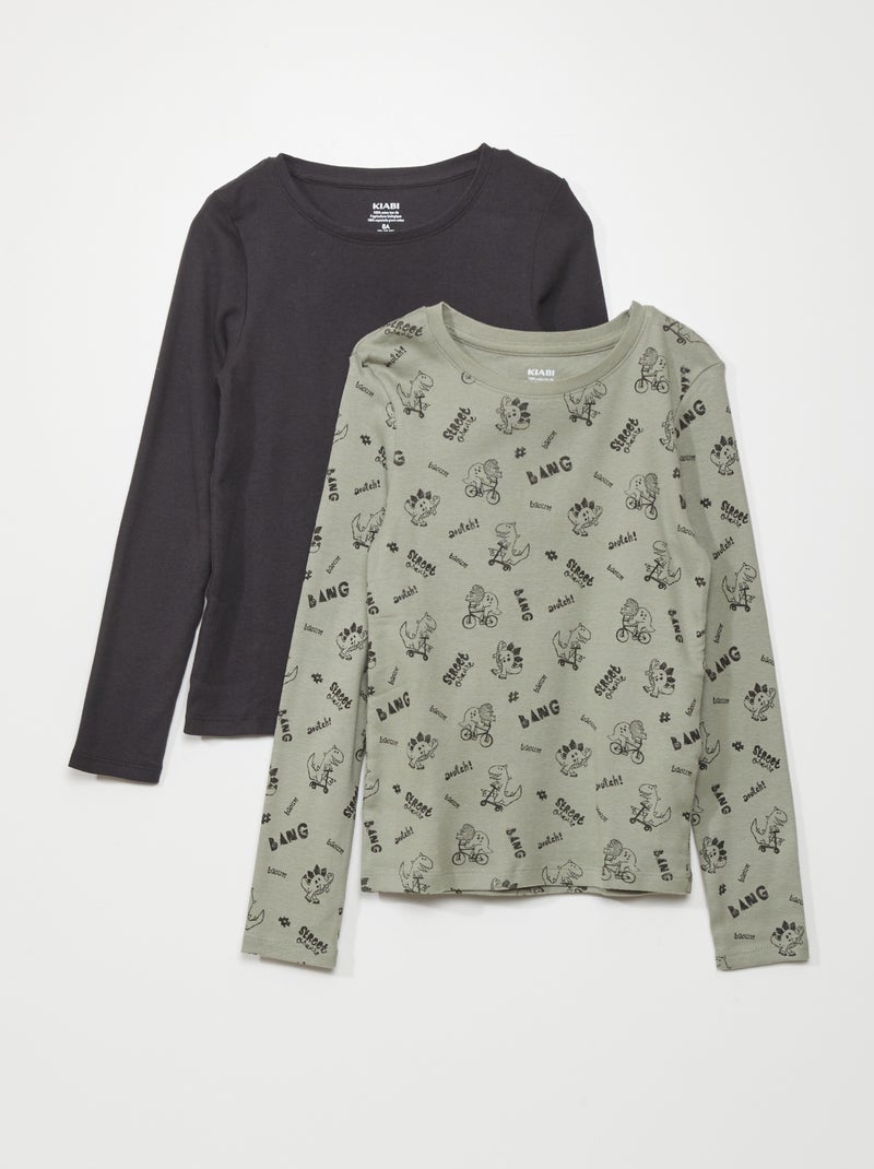 Lot de 2 t-shirts en jersey Vert/Marine - Kiabi