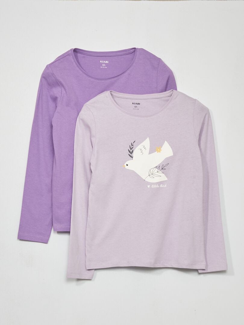 Lot de 2 t-shirts en jersey Violet - Kiabi