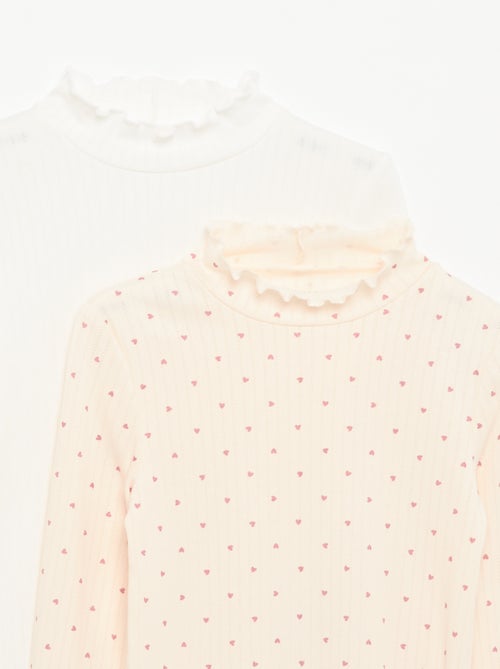 Lot de 2 T-shirts en maille fantaisie avec finitions ondulées - Kiabi Lot de 2 T-shirts en maille fantaisie avec finitions ondulées - Kiabi