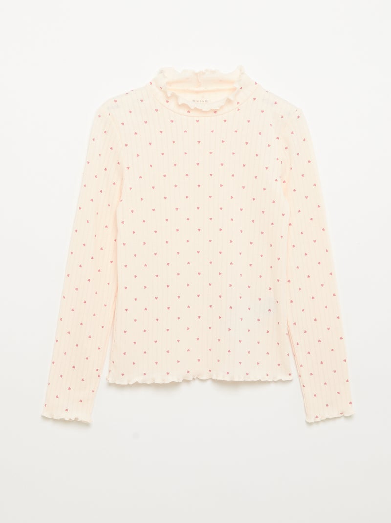 Lot de 2 T-shirts en maille fantaisie avec finitions ondulées Rose - Kiabi