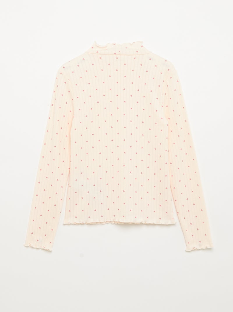 Lot de 2 T-shirts en maille fantaisie avec finitions ondulées Rose - Kiabi