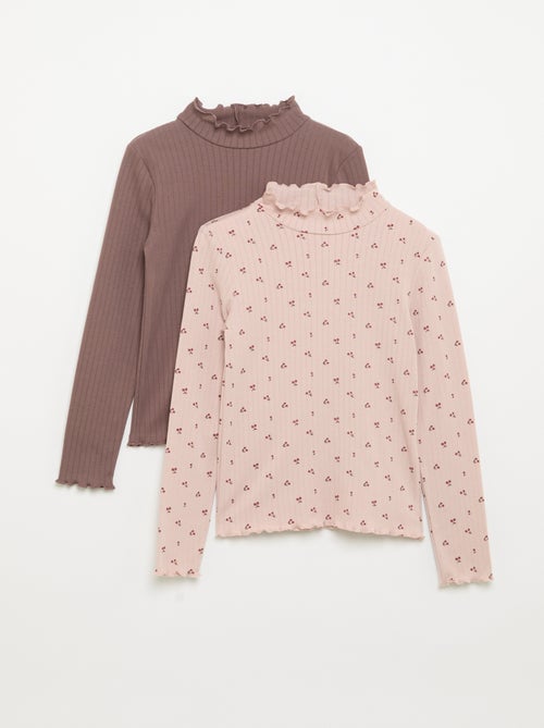 Lot de 2 T-shirts en maille fantaisie avec finitions ondulées - Kiabi Lot de 2 T-shirts en maille fantaisie avec finitions ondulées - Kiabi