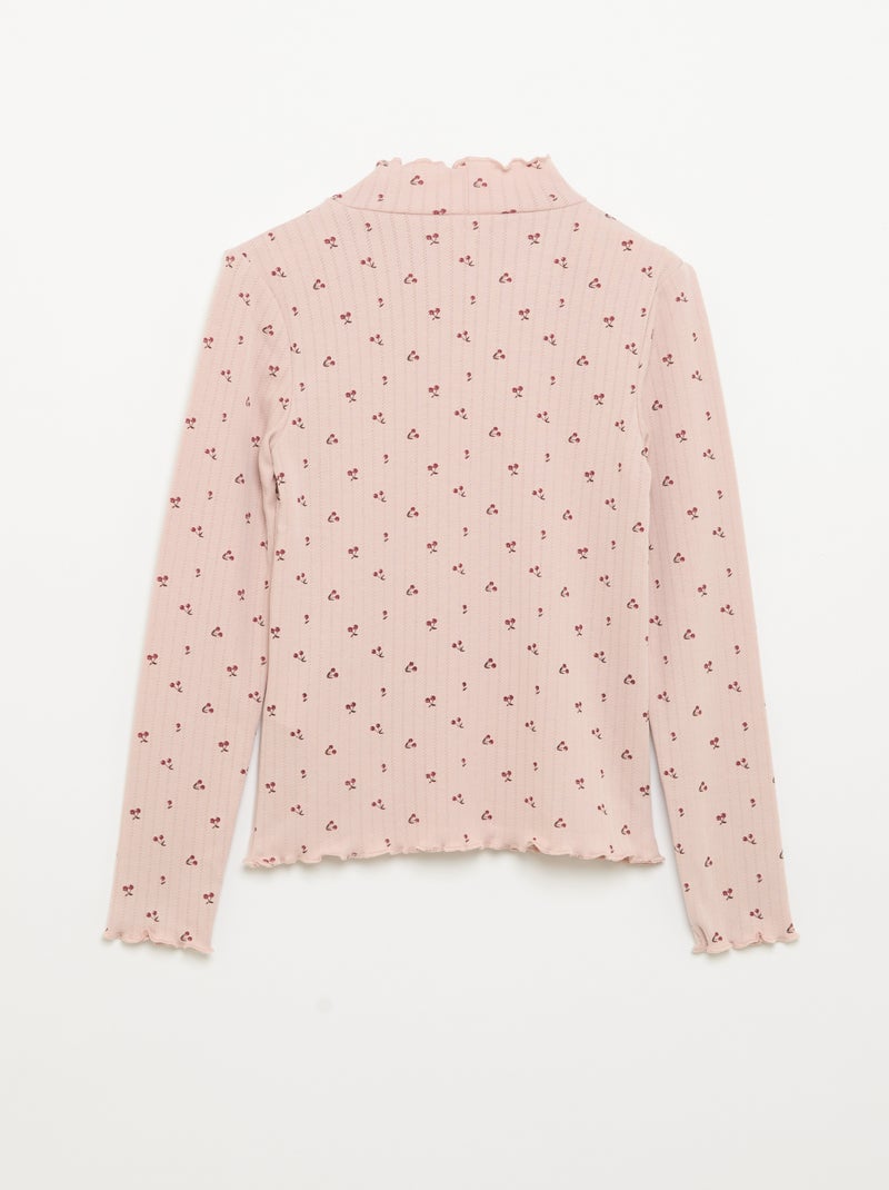 Lot de 2 T-shirts en maille fantaisie avec finitions ondulées Rose - Kiabi