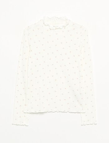 Lot de 2 T-shirts en maille fantaisie avec finitions ondulées