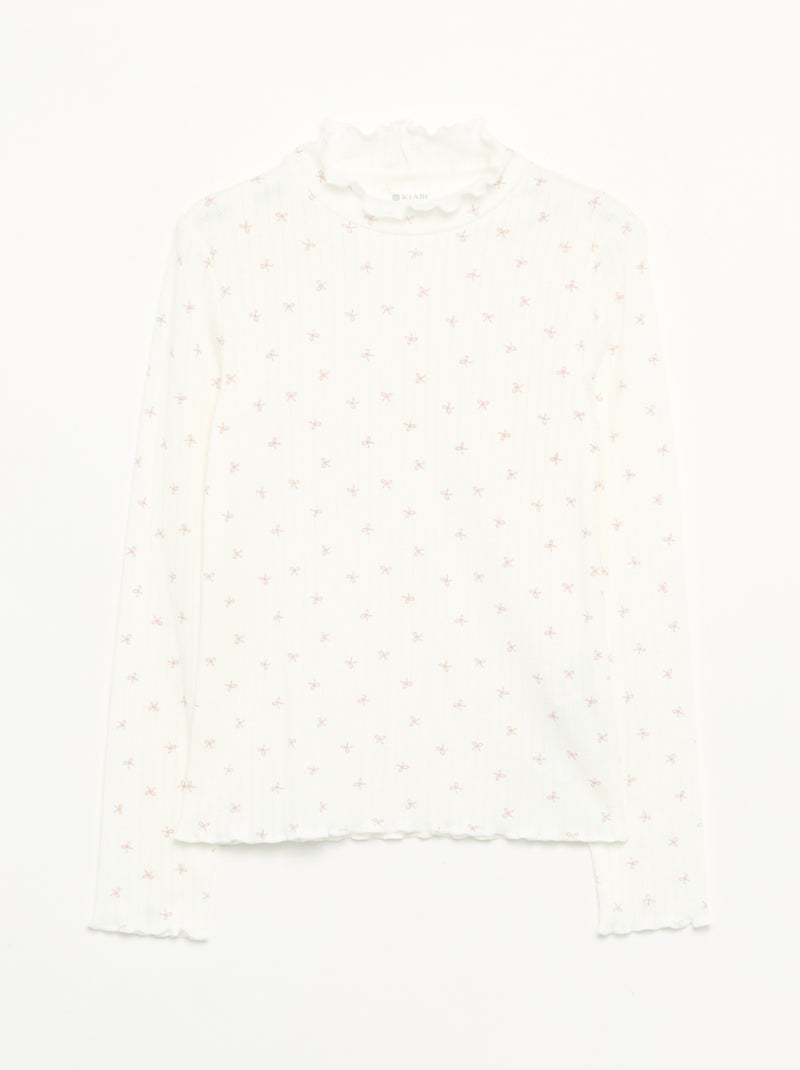 Lot de 2 T-shirts en maille fantaisie avec finitions ondulées Rose - Kiabi
