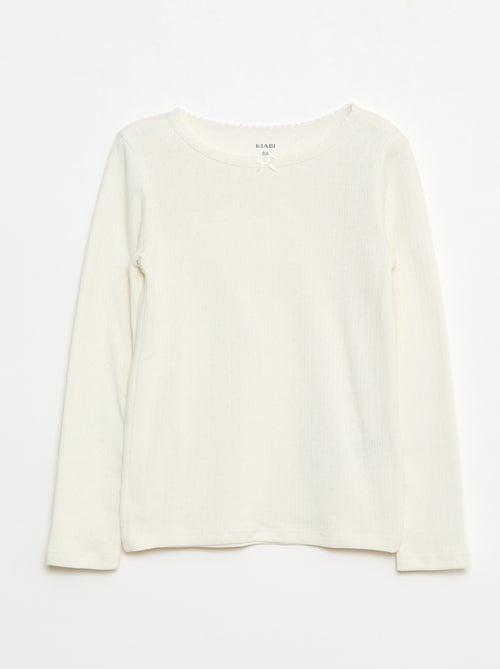 Lot de 2 t-shirts en maille pointelle à manches longues - Kiabi