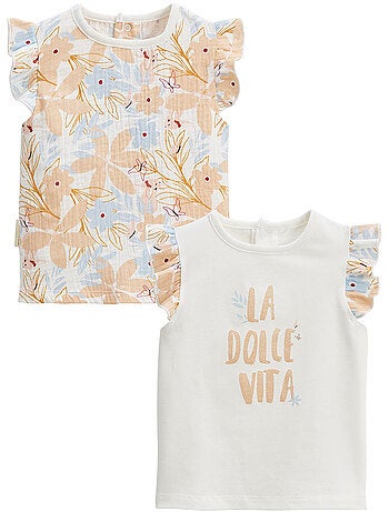 Lot de 2 t-shirts enfant manches courtes Praline