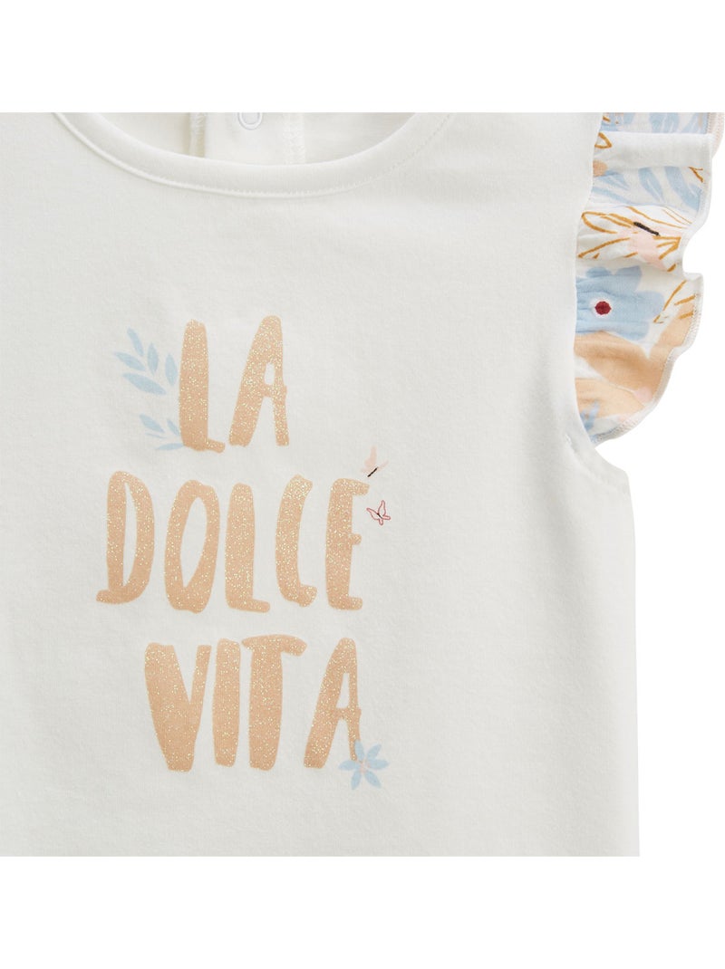 Lot de 2 t-shirts enfant manches courtes Praline Peche - Kiabi