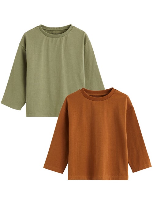 Lot de 2 t-shirts enfant manches longues ginkgo - Kiabi