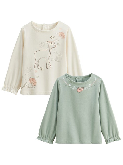 Lot de 2 t-shirts enfant manches longues Lison - Kiabi