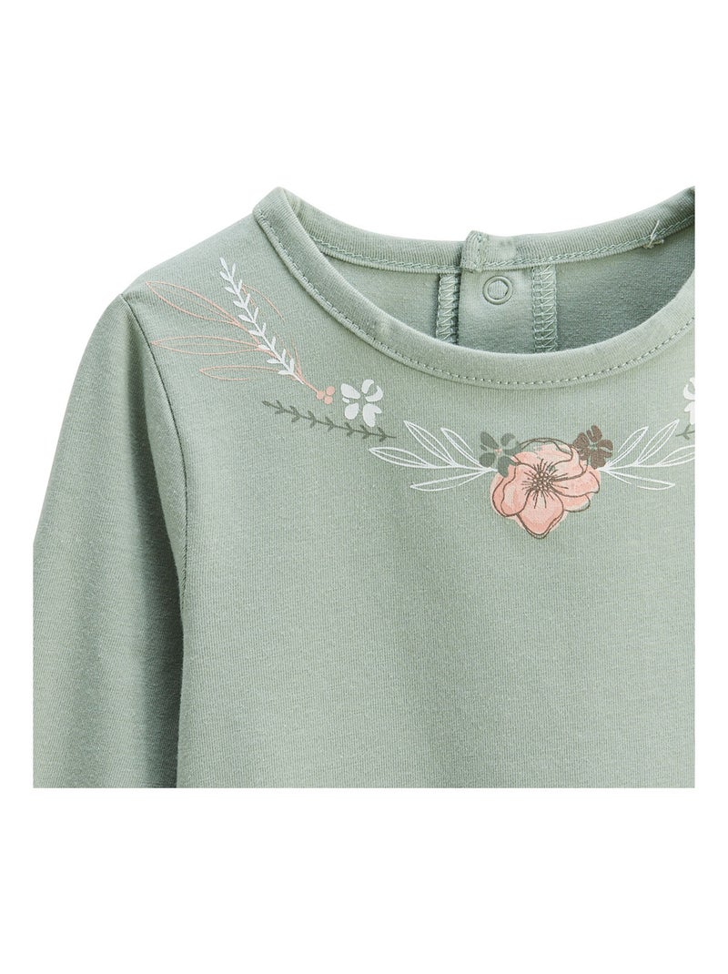 Lot de 2 t-shirts enfant manches longues Lison Vert - Kiabi