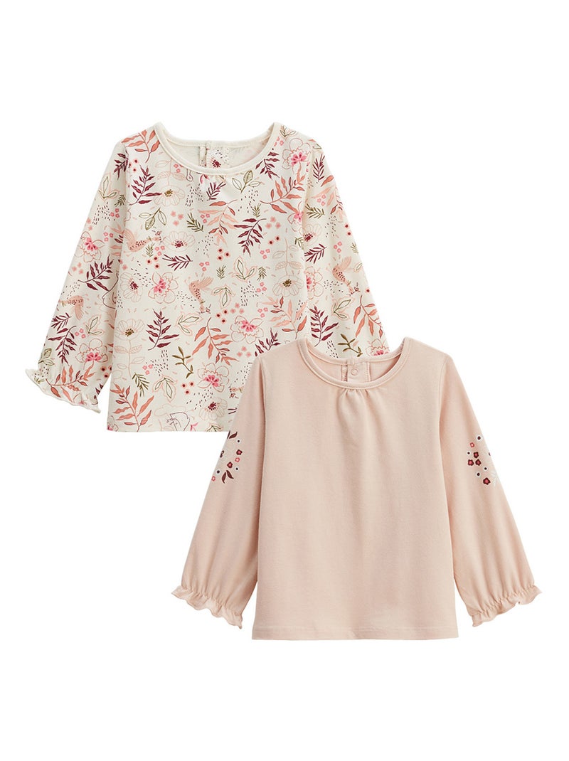 Lot de 2 t-shirts enfant manches longues Manouk Rose - Kiabi
