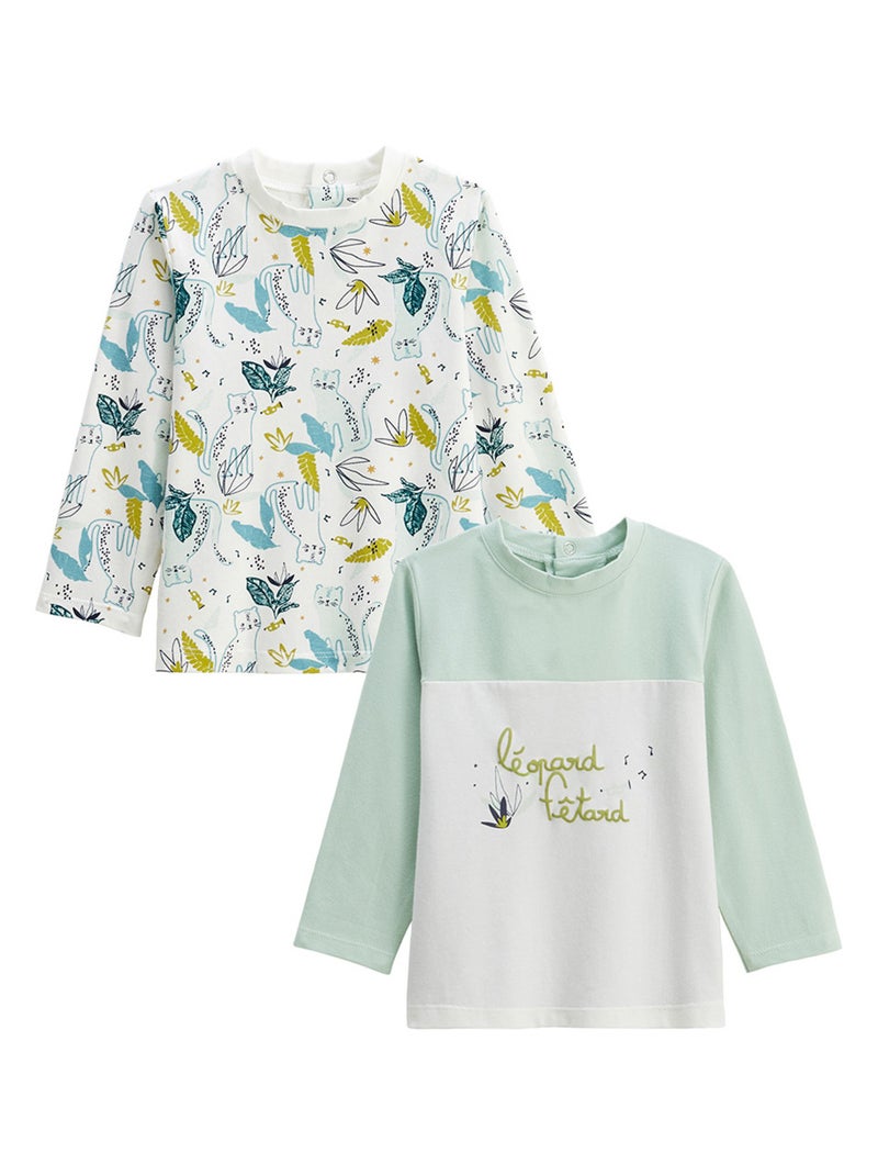 Lot de 2 t-shirts enfant manches longues Oscar Bleu - Kiabi