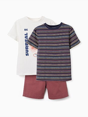 Lot de 2 T-shirts et 1 short en coton