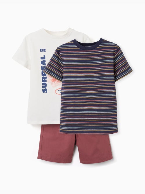 Lot de 2 T-shirts et 1 short en coton - Kiabi