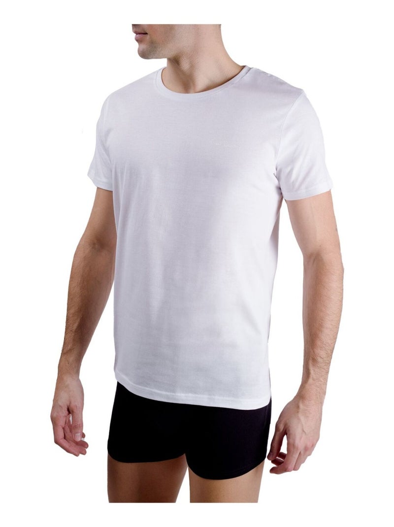 Lot de 2 t-shirts homme col rond avec broderie sur la poitrine Pierre Cardin Blanc - Kiabi
