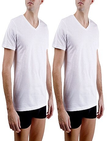 Lot de 2 t-shirts homme en col v avec broderie sur la poitrine Pierre Cardin