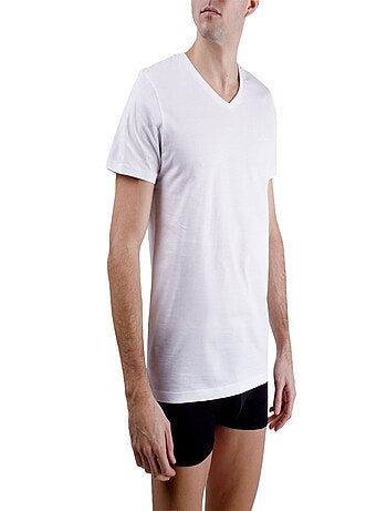 Lot de 2 t-shirts homme en col v avec broderie sur la poitrine Pierre Cardin