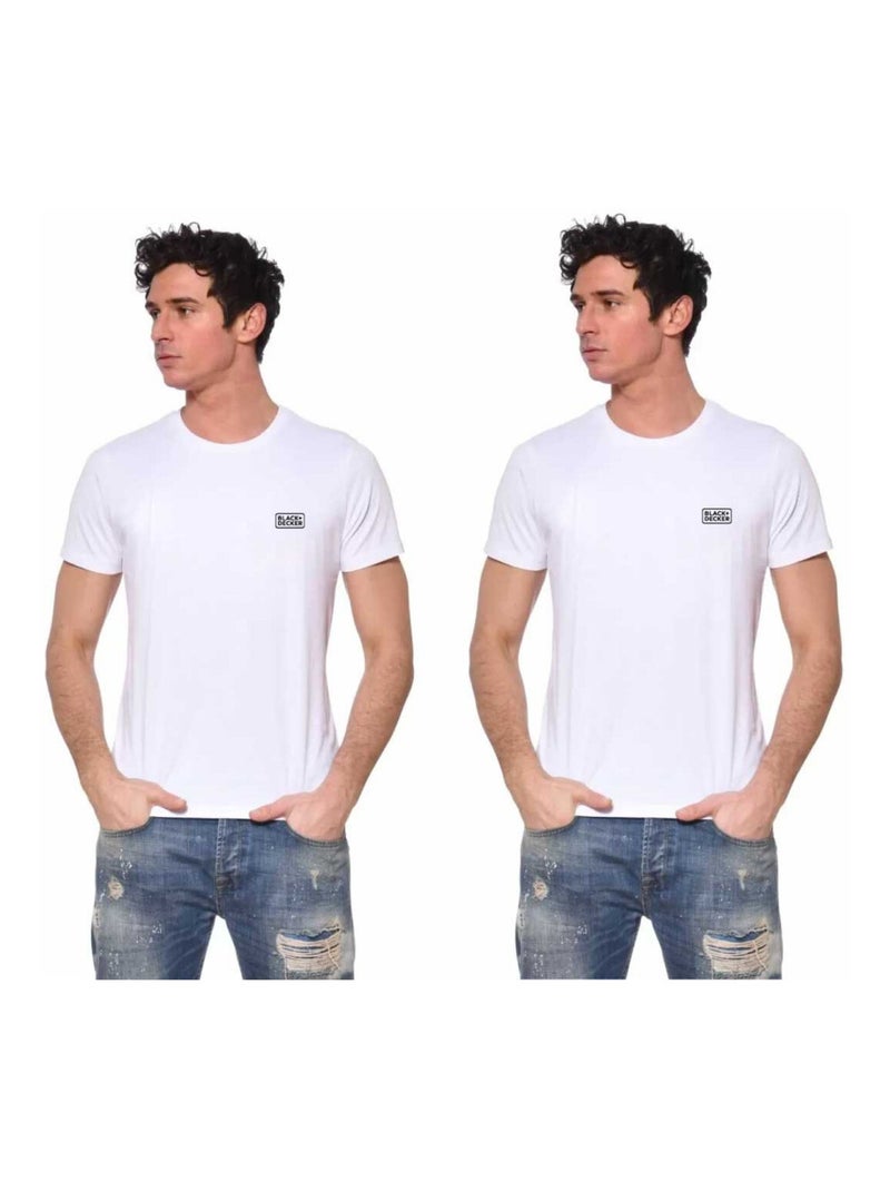 Lot de 2 t-shirts homme manches courtes en coton 140gr/m² Black & Decker Blanc Noir - Kiabi
