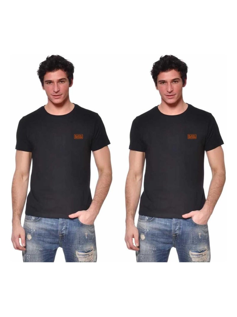 Lot de 2 t-shirts homme manches courtes en coton 140gr/m² Black & Decker Noir - Kiabi